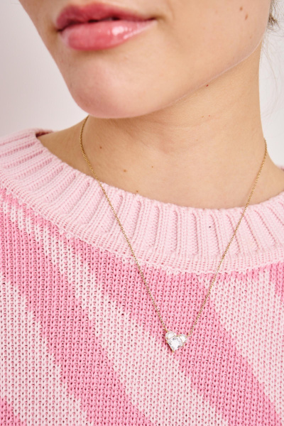 Цепочка с подвеской в виде сердечка (золото-блестящий белый)